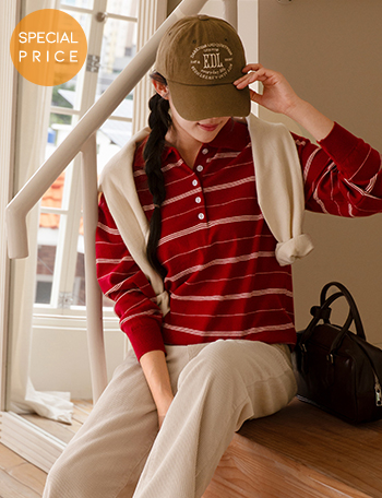 [Special Sale] Ramble Stripe Collar Knitwear Korea