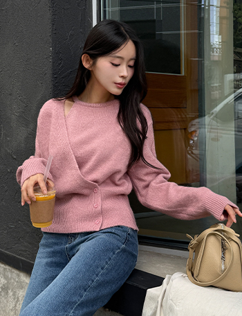 Kumi Slit Double Wrap Wool Knitwear Korea