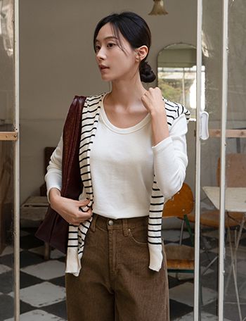 All Season U-neck Long-sleeve T-shirt Korea
