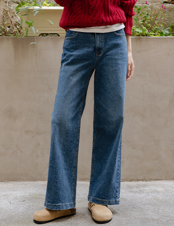 Signature Straight Wide Denim Pants Korea