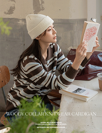 Woody Collar Knitwear Cardigan Korea