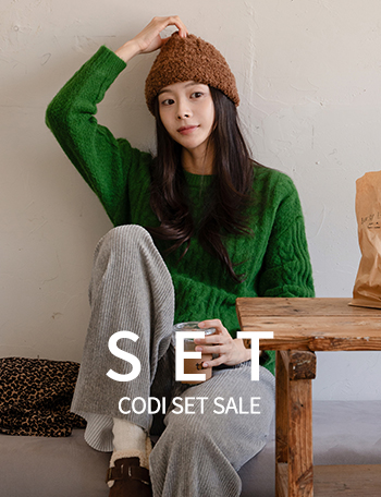 [코디set] 도톰한 Twiddle Color Knitwear+벨로아 Corrugated Banding Pants Korea