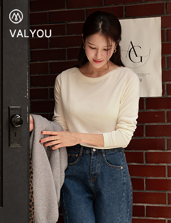 [valyou] Softie Corrugated Boat Neck T-shirt Korea