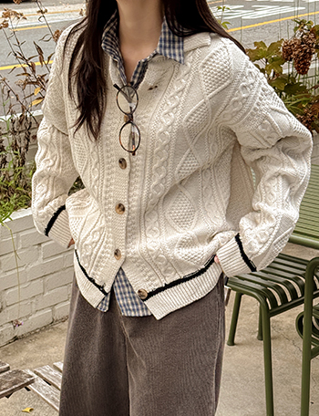 Mine Cable Collar Knitwear Korea