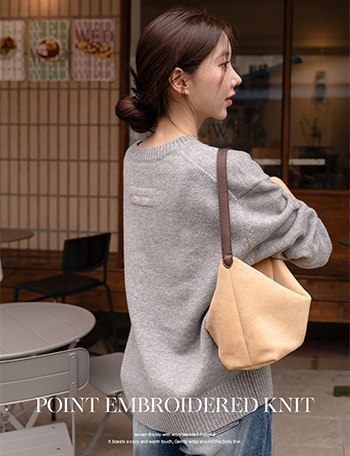 Nettie Point Embroidery Wool Knitwear Korea