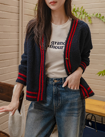 Essential Wool Color Matching Knitwear Cardigan Korea