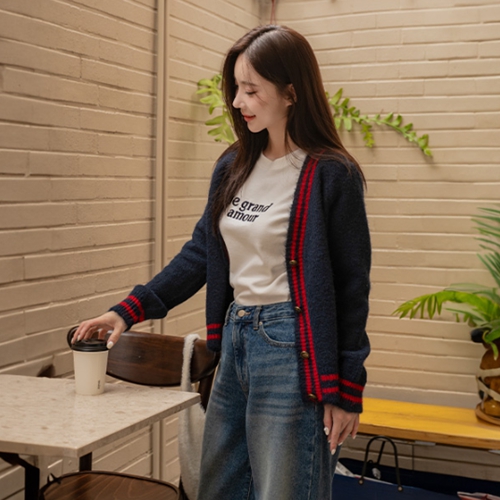 Essential Wool Color Matching Knitwear Cardigan