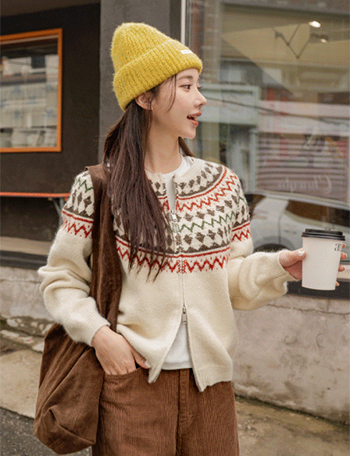 Nordic Winter Two-way Zip up Cardigan Korea