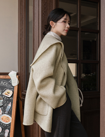 논스 Shawl 핸드메이드 Wool Coat Korea