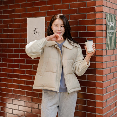 Deo Curly Collar Knitwear Duck Down Padding