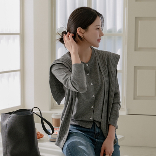 Round Twist Shawl Knitwear Cardigan