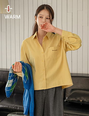 fleece lined 레터링 Basic Shirt Korea