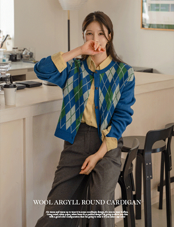Wool 아가일 Round Cardigan Korea