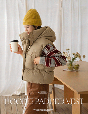 Inside String Hoodie Padding Vest Korea