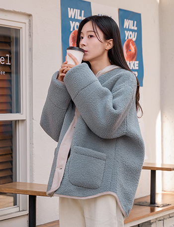 Corduroy Color matching Curly Jumper Korea