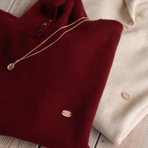 [valyou] 롤 Collar 와펜 Turtleneck Knitwear