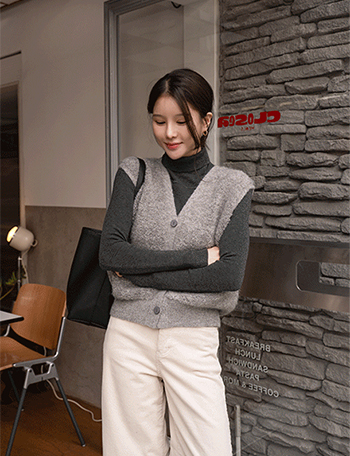 Snow Wool Knitwear Vest Set Korea