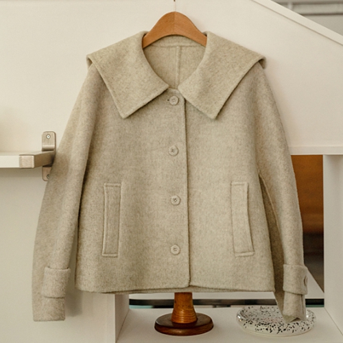 Sailor Collar Wool Handmade Coat