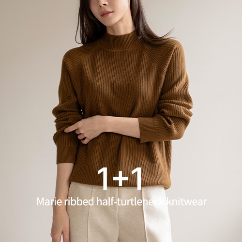 [1+1] Marie ribbed half-turtleneck knitwear