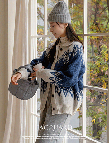 Jagged Wool Collar Knitwear Cardigan Korea