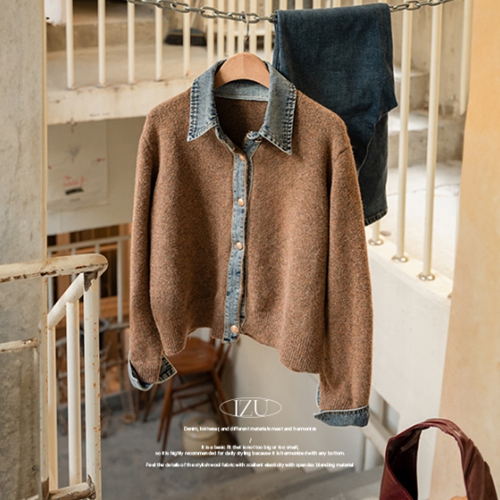 It's Denim Collar Knitwear Cardigan