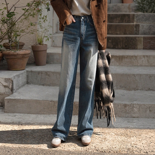 Catwashing Fleece lined Long Wide Denim Pants