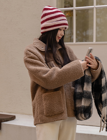 Teddy Bear Pocket Patch Wool Jumper Korea