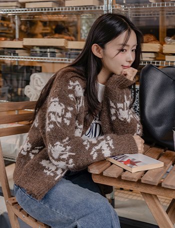 Mocca Nordic Wool Knitwear Cardigan Korea