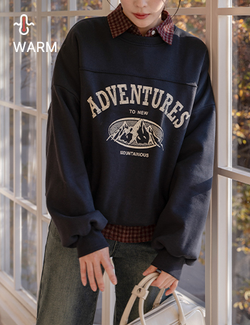 Mountain Incision Fleece lined Sweatshirt Korea