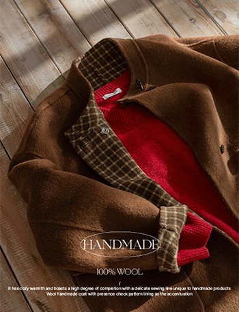 Love Check Wool Handmade Coat Korea