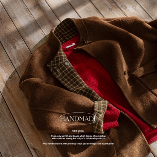 Love Check Wool Handmade Coat