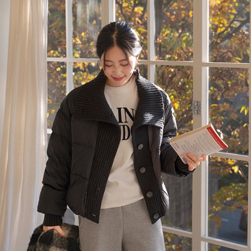 Knitwear Collar Duck Down Short Padding