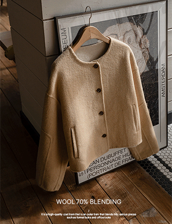 Color Matching Short Handmade Wool Jacket Korea