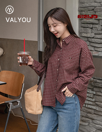 [valyou] 시그니처 웜 Peach Check Shirt Korea