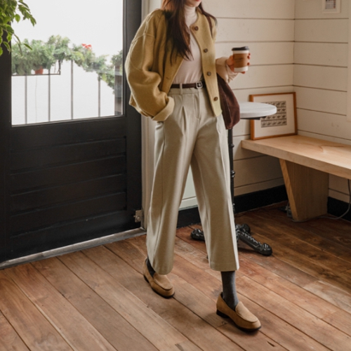 Perfect Pants 91ver (Fleece lined Capri Length Pintuck Wide)