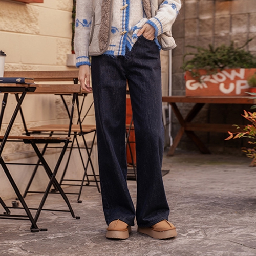 Be Wide Raw Denim Fleece Lined Pants