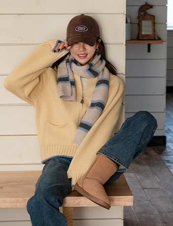 Kitch color Color Matching Zip up Cardigan Korea