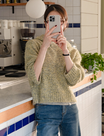 Fluffy Wool Bokashi Knit Hood Korea