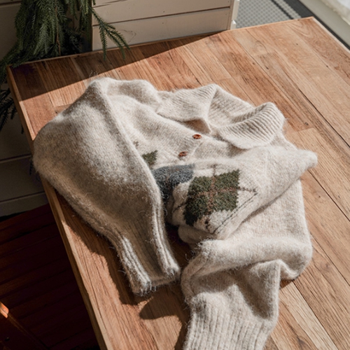 Wool Argyll Loose Fit Knitwear