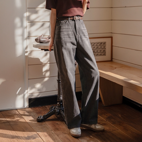 Just Wide Back Banding Fleece Lined Denim Pants