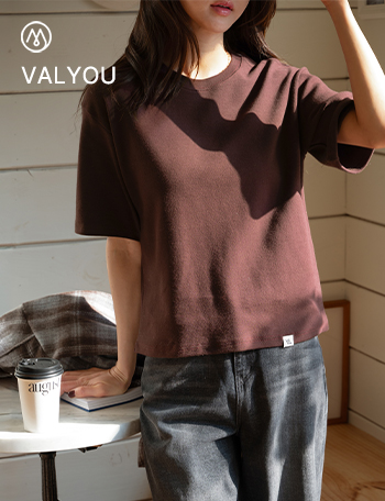 [valyou] Thick Peach Incision Short-sleeve T-shirt Korea