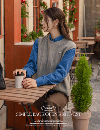 Simple Bag Slit Knitwear Vest Korea