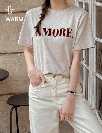 Amore Peach Fleece Round T-shirt Korea