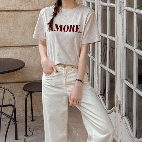 Amore Peach Fleece Round T-shirt