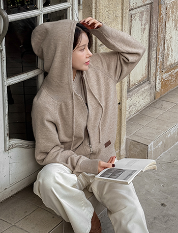 May Wool Knitwear Hoodies Zip Up Korea