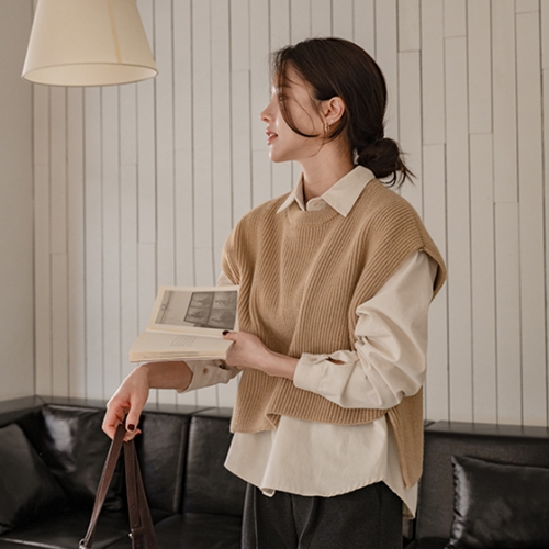 Unbalanced Layered Knitwear Vest