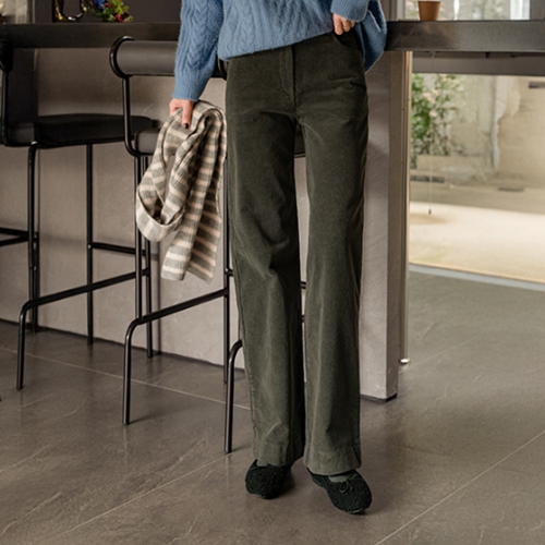 Odd Corduroy Straight Banding Fleece Lined Pants