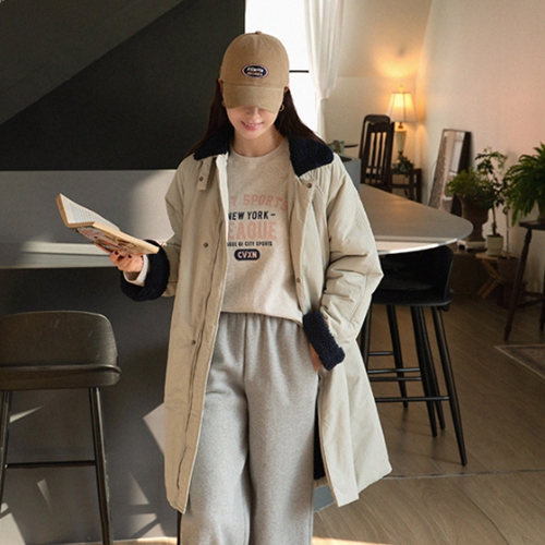Snap Highneck Wool Color Matching Padding
