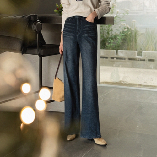 Board Fleece lined Wide Denim Pants