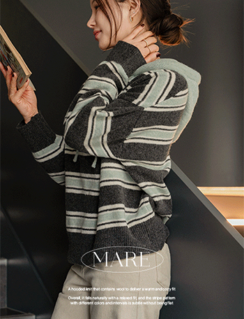 Mare Stripe Hood Wool Knitwear Korea